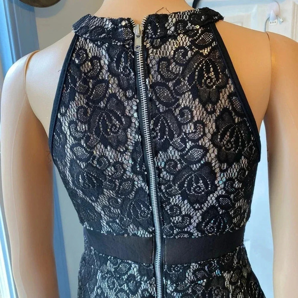 Emerald Sundae Black Silver Formal Prom Evening Fit Flare Mini Dress Size 1 XS - Picture 5 of 8
